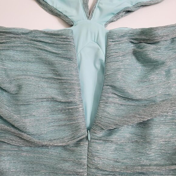 PatBO Womens Lurex Sleeveless Cutout Gown Maxi Dress Size 4 Sea Foam Sexy - Picture 13 of 16